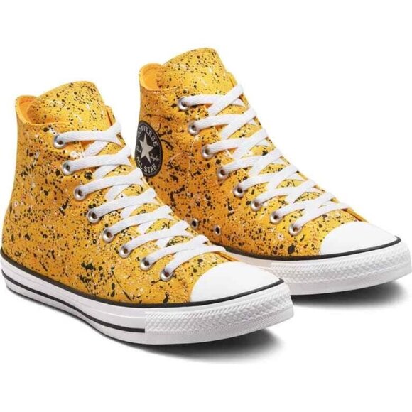 Converse All Star Paint Splatter Chuck Unisex High Top Yellow, Mens 7 Womens 9 - Picture 1 of 5
